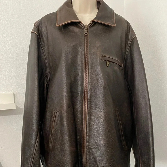 Vintage Wilsons Leather Coat Jacket Distressed Heavyweight Thinsulate - Picture 3 of 14